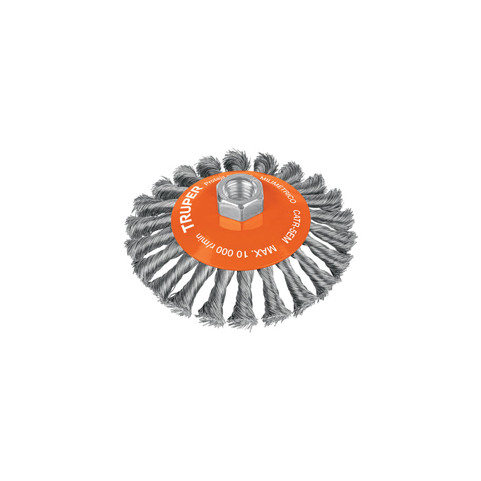 Carda tipo cónico 5' alambre trenzado, multi-rosca, TRUPER