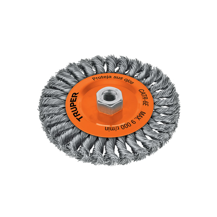 Carda circular 6' alambre trenzado, eje 5/8'-11, TRUPER