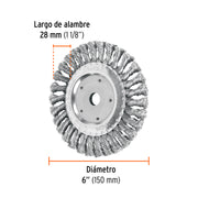 Carda trenzado fino 6' x 5/8' para esmeril, TRUPER