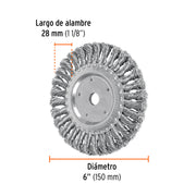 Carda trenzado grueso 6' x 5/8' para esmeril, TRUPER