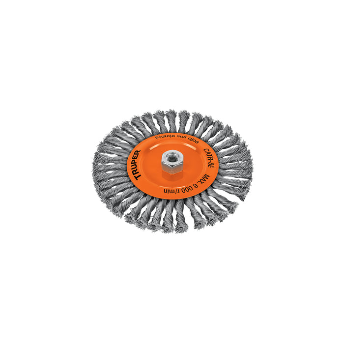 Carda circular 8' alambre trenzado, eje 5/8'-11, TRUPER