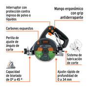 Cortadora para azulejos, 4-1/2', 1500W, TRUPER INDUSTRIAL