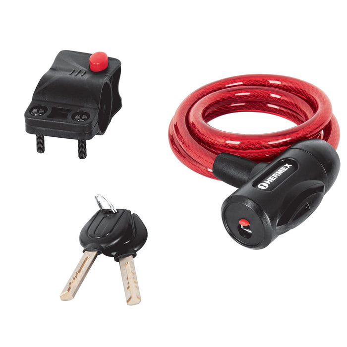 Candado de cable con llave, 10 mm X 1.0 m, HERMEX