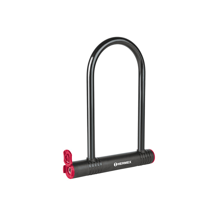 Candado rígido tipo 'U' de 20 cm, llave de disco, HERMEX