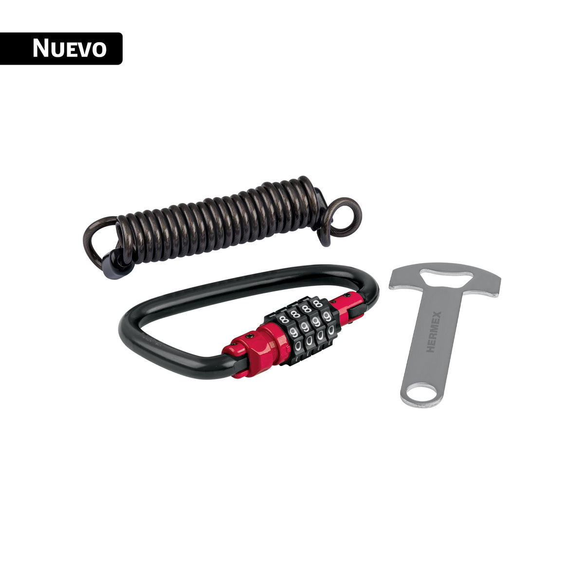 Candado para casco de motocicleta, 7 cm x 1 m, HERMEX