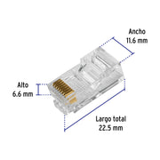 Plug RJ45 CAT5E, Bolsa con 20 piezas, VOLTECK