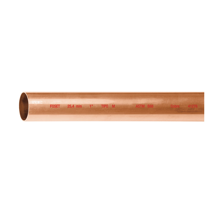 Tubo rígido de cobre 1' tipo 'M', 3m, 2.0kg, FOSET