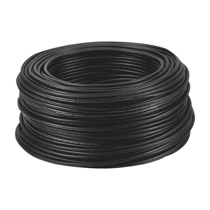 Rollo de 100 metros de cable THW CCA 10 AWG negro, BASIC