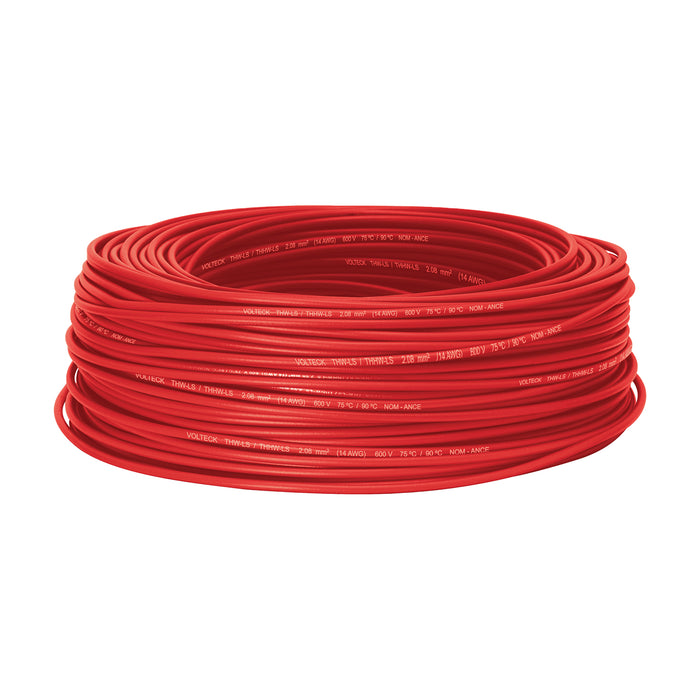Rollo de 100 metros de cable THW CCA 14 AWG rojo, BASIC
