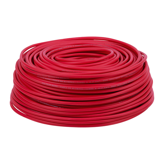Rollo de 100 metros de cable THW CCA 8 AWG rojo, BASIC