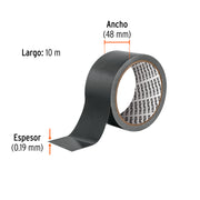 Cinta negra para ducto 10 m x 48 mm, espesor 0.19 mm, TRUPER