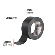 Cinta negra para ducto 30m x 48mm, espesor 0.19mm, TRUPER