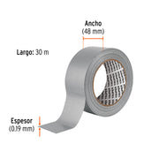 Cinta para ducto 30m x 48mm, espesor 0.19mm, TRUPER