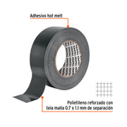 Cinta negra para ducto 50m x 48mm, espesor 0.19mm, TRUPER