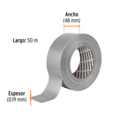 Cinta para ducto 50m x 48mm, espesor 0.19mm, TRUPER
