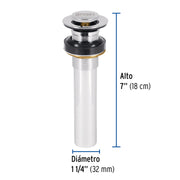 Contra para lavabo, sin rebosadero, sistema push, cromo