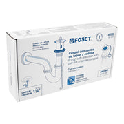 Céspol 1-1/4' c/contra, tapón y cadena, latón cromo,p/lavabo