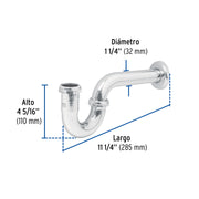 Céspol 1-1/4', sin contra, latón cromo, para lavabo, FOSET