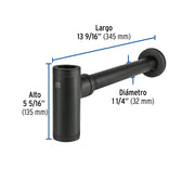 Céspol de bote minimalista 1 1/4', negro, para lavabo, FOSET