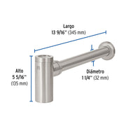 Céspol de bote minimalista 1 1/4', satín, para lavabo, FOSET
