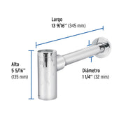 Céspol de bote minimalista 1 1/4', cromo, para lavabo, FOSET