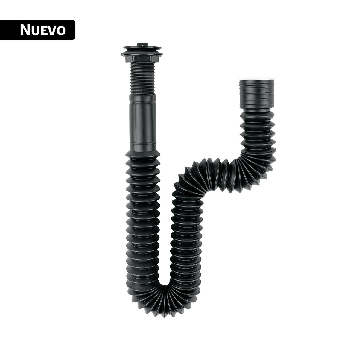 Céspol flexible de PP con contra, negro, para lavabo, FOSET