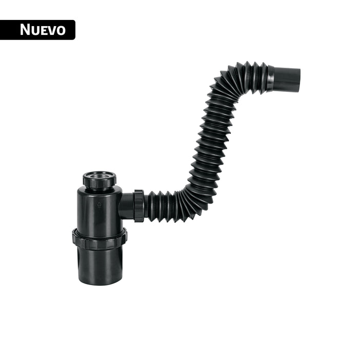Céspol de bote de PP negro, para lavabo o fregadero, FOSET