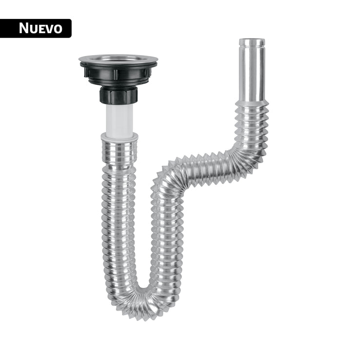 Céspol flexible cromado, contracanasta de acero inoxidable