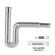 Céspol flexible de polietileno cromado, lavabo o fregadero