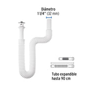 Céspol flexible de PP con contra, para lavabo, con arillo