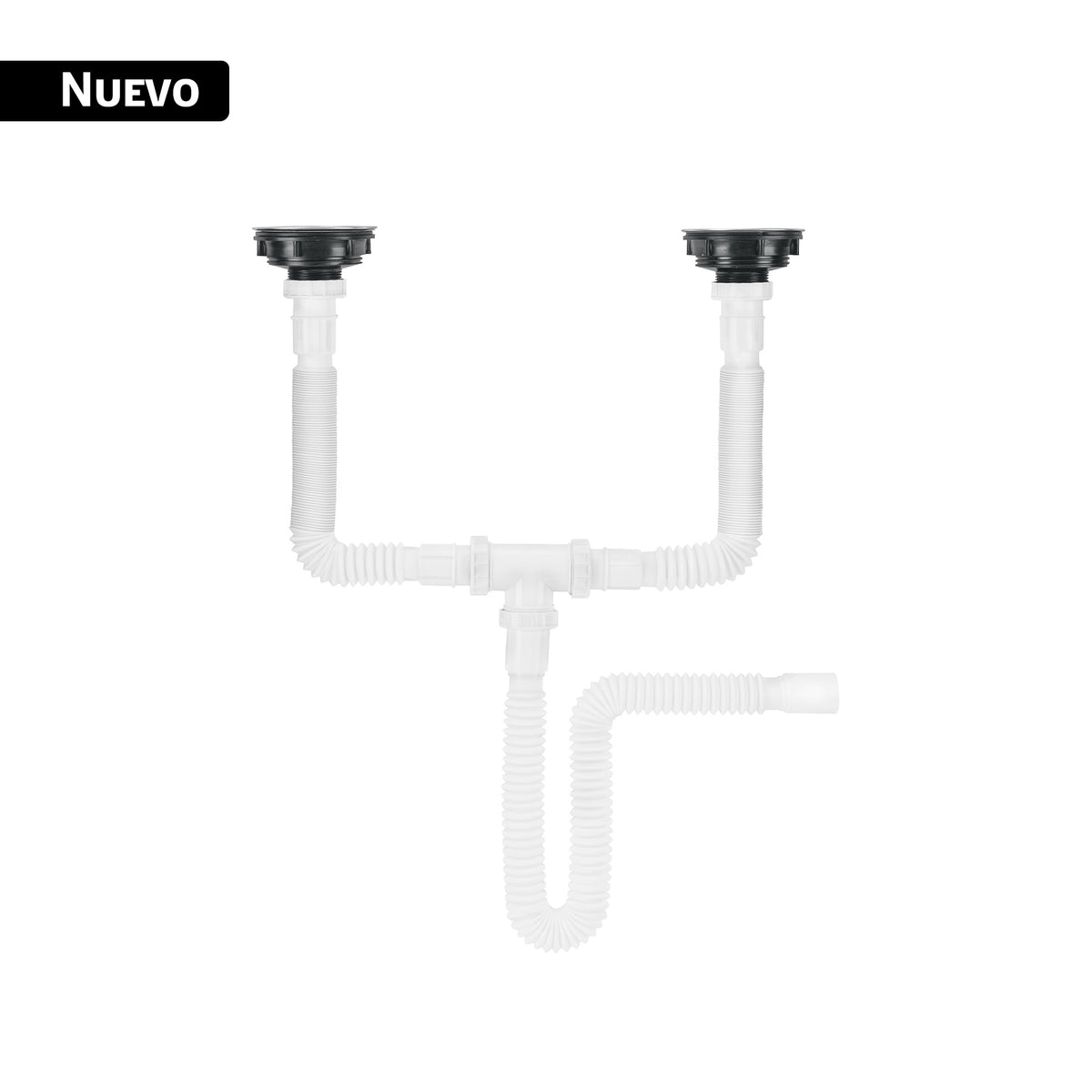 Céspol flexible doble con contracanastas de acero inoxidable