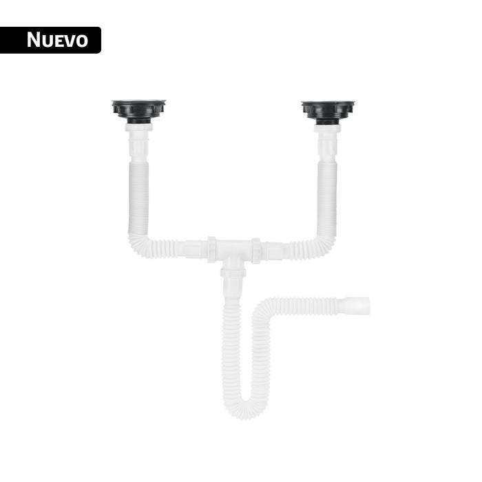 Céspol flexible doble con contracanastas de acero inoxidable