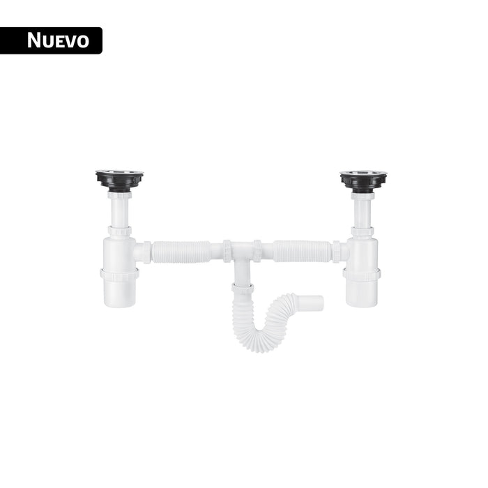 Céspol de bote doble con contracanastas de acero inoxidable