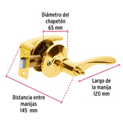 Cerradura manija 'Milán' baño latón brillante, cil metal