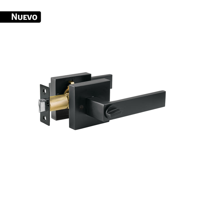 Cerradura manija 'Módena' p/baño, negro mate, HERMEX