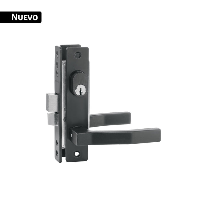 Cerradura para perfil de aluminio, llave-llave, negra