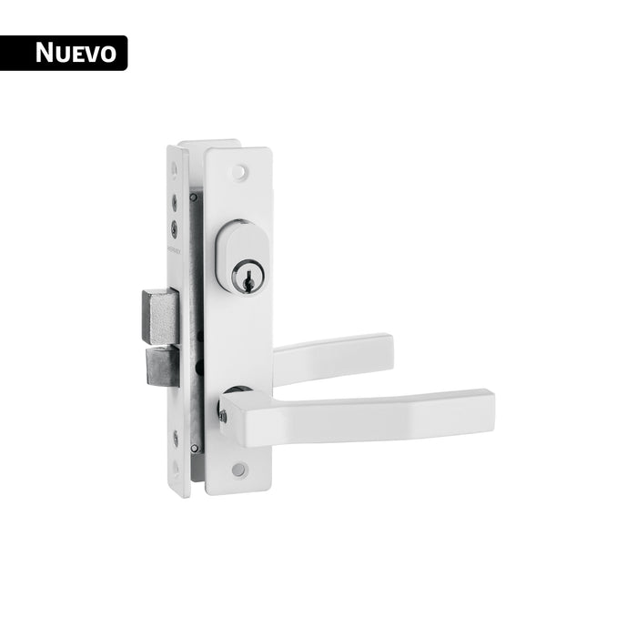 Cerradura para perfil de aluminio, llave-llave, blanca