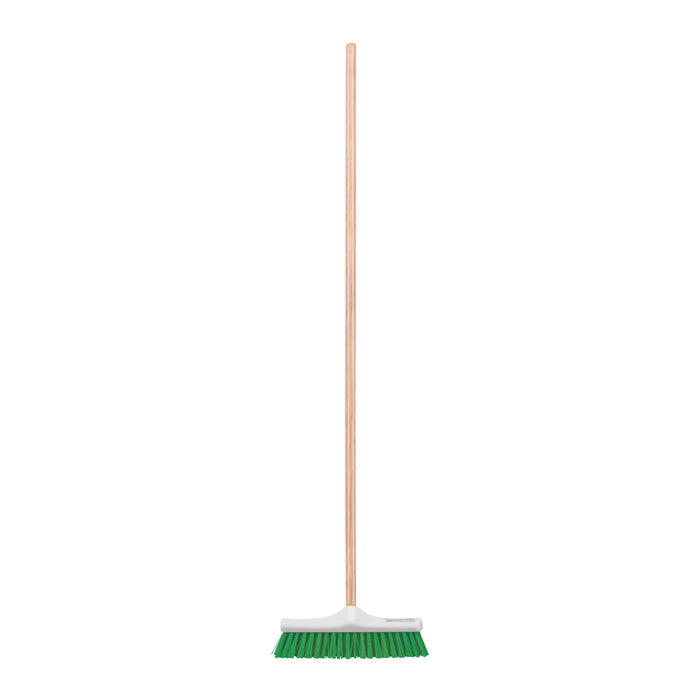 Cepillo para barrer cerda rígida de 30 cm, bastón de madera