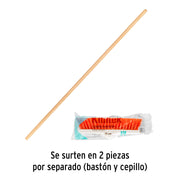 Cepillo para barrer cerda rígida de 30 cm, bastón de madera