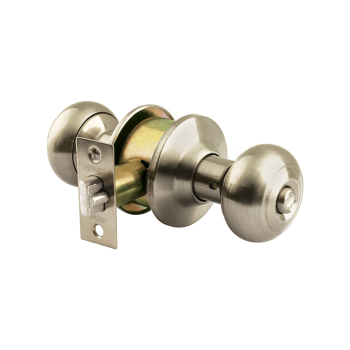 Cerradura tipo oval para baño, níquel satín, HERMEX