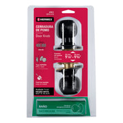 Cerradura pomo, negro, esfera, baño, HERMEX