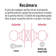 Cerradura pomo, negro, esfera, recámara, HERMEX