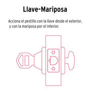 Cerrojo llave-mariposa latón antiguo, llave puntos, HERMEX