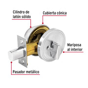 Cerrojo llave-mariposa cromo mate, llave puntos, HERMEX