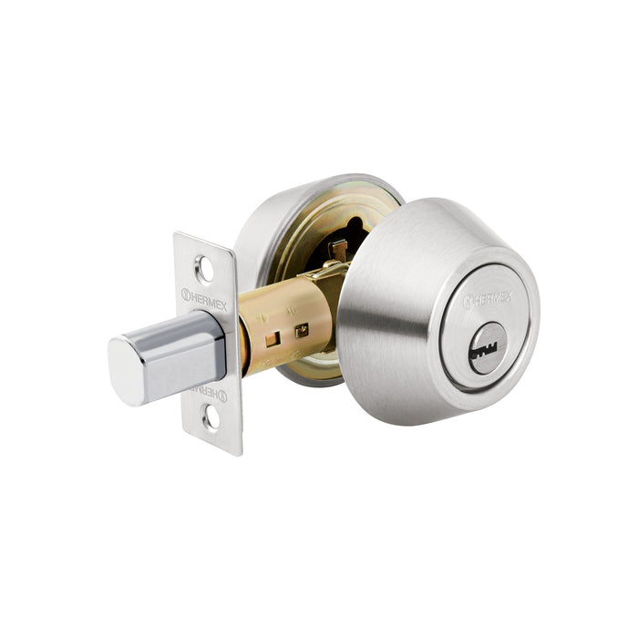 Cerrojo llave-llave cromo mate, llave puntos, HERMEX
