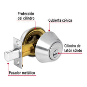 Cerrojo llave-llave cromo mate, llave puntos, HERMEX