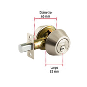 Cerrojo llave-llave níquel satinado, llave puntos, HERMEX