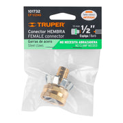 Conector 1/2' hembra tipo garra de aluminio, TRUPER