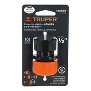 Conector 1/2' hembra de ABS con tuerca de ajuste manual
