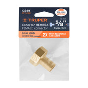 Conector 5/8' hembra de latón sólido para manguera, TRUPER